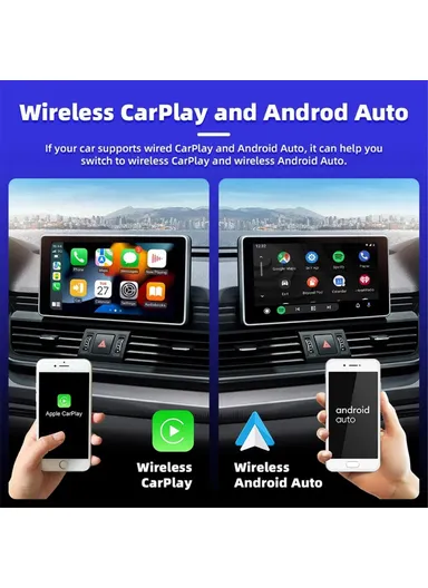 2-in-1 Wired to Wireless CarPlay Android Auto Adapter Bluetooth-compatible 5.0 Smart Box Q1S