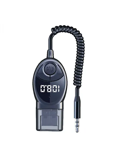 Car Audio Adapter Bluetooth-compatible Receiver FM Transmitter with Telescopic Cable W8