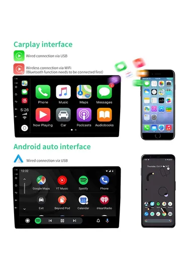 10-inch Car Central Control Display Screen WiFi &amp; Bluetooth-Compatible Android 12 Multimedia Player 1+32GB