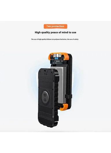Fast Charging Power Bank Digital Display Foldable Solar Charger Outdoor Portable Battery XN-830S - Black / Orange