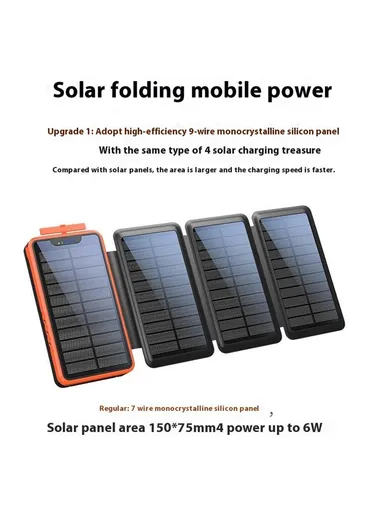 Fast Charging Power Bank Digital Display Foldable Solar Charger Outdoor Portable Battery XN-830S - Black / Orange