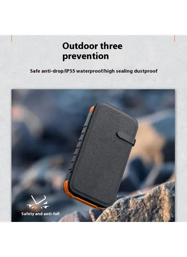 Fast Charging Power Bank Digital Display Foldable Solar Charger Outdoor Portable Battery XN-830S - Black / Orange