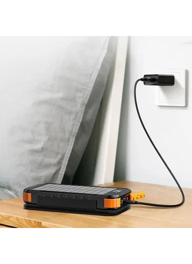 Fast Charging Power Bank Digital Display Foldable Solar Charger Outdoor Portable Battery XN-830S - Black / Orange