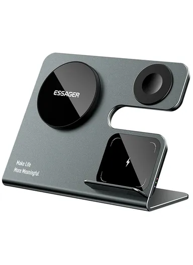 3-in-1 15W Magnetic Wireless Charger Desktop Charging Station for Phone, Earphone, Smart Watch