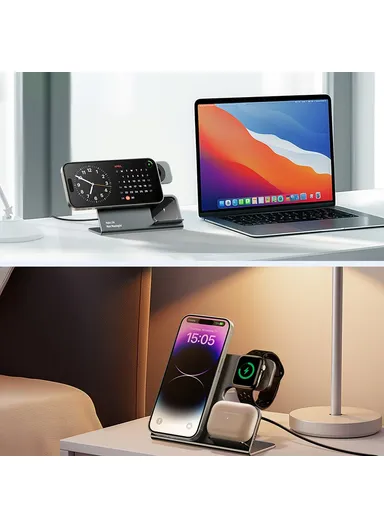 3-in-1 15W Magnetic Wireless Charger Desktop Charging Station for Phone, Earphone, Smart Watch