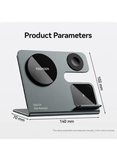 3-in-1 15W Magnetic Wireless Charger Desktop Charging Station for Phone, Earphone, Smart Watch