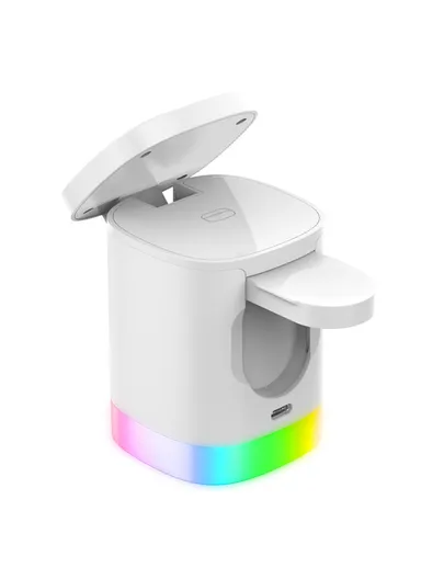 3-in-1 Foldable Wireless Charger Magnetic Charging Station for iPhone, AirPods &amp; Apple Watch T15 - White
