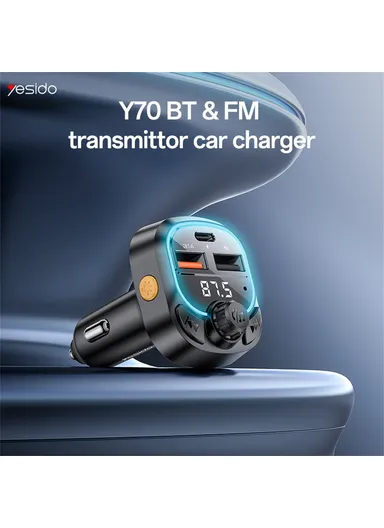 Car Charger MP3 Player with Bluetooth 5.3, FM Transmission &amp; Hands Free Calling Y70