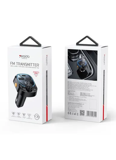 Car Charger MP3 Player with Bluetooth 5.3, FM Transmission &amp; Hands Free Calling Y70