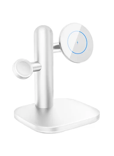 Compatible with MagSafe 15W Wireless Charger Stand with Light for Apple Watch, AirPods iPhone W98 - White