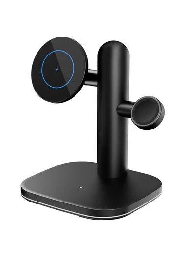 Compatible with MagSafe 15W Wireless Charger Stand with Light for Apple Watch, AirPods iPhone W98 - Black