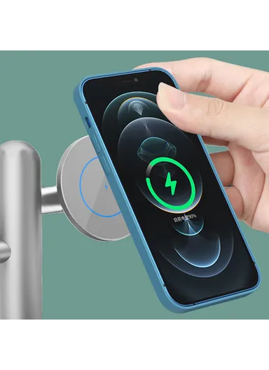 Compatible with MagSafe 15W Wireless Charger Stand with Light for Apple Watch, AirPods iPhone W98 - Black