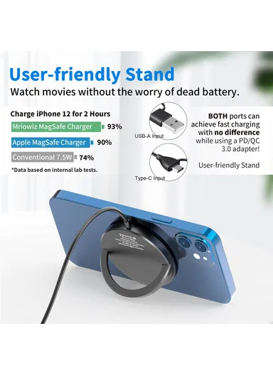 15W 360° Rotary Desktop Magnetic Wireless Charger Compatible with MagSafe iPhone Charging Pad M-2001W