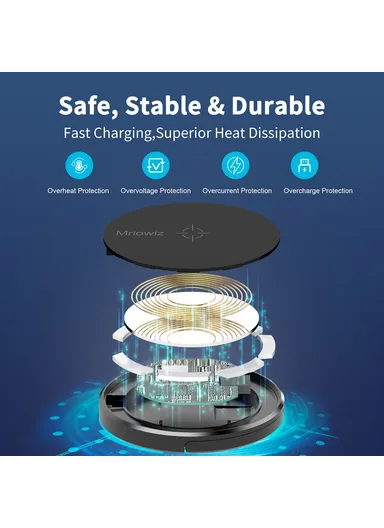 15W 360° Rotary Desktop Magnetic Wireless Charger Compatible with MagSafe iPhone Charging Pad M-2001W