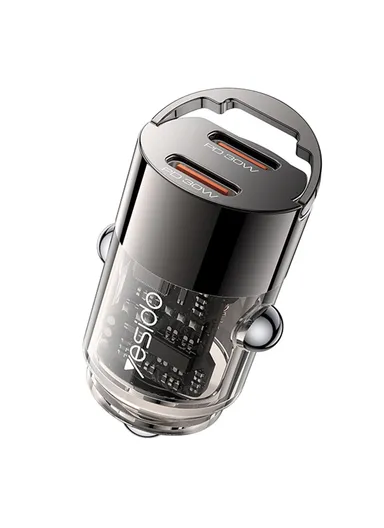 PD 30W Dual Type-C Fast Charging Car Charger with Handle Y69