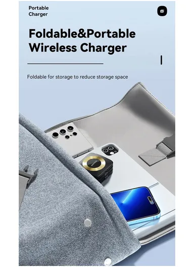 15W Portable Charging Pad Mini Size Magnetic Wireless Charger for Apple Watch iPhone AirPods - Black