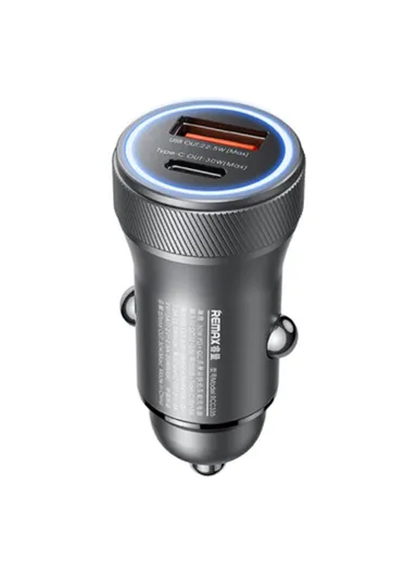 Seaya Series USB-A + Type-C Dual Port PD 30W Fast Charging Aluminum Alloy Car Charger RCC335