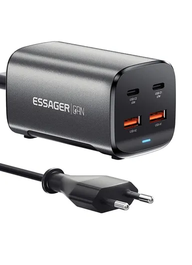 67W Power Adapter 2 USB + 2 Type-C Portable Desktop Charger GaN - KR Plug