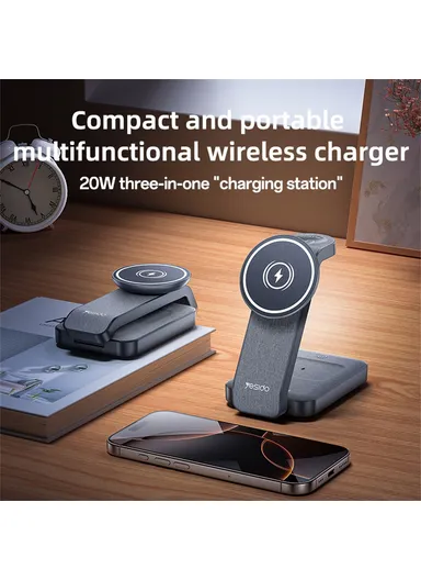 Foldable Charging Stand Night Light Phone, Watch, Earphone Magnetic Wireless Charger DS26