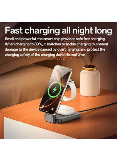 Foldable Charging Stand Night Light Phone, Watch, Earphone Magnetic Wireless Charger DS26
