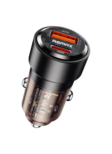 75W PD + QC USB-A + Type-C Dual Port Transparent Car Charger RCC360 Walking Series