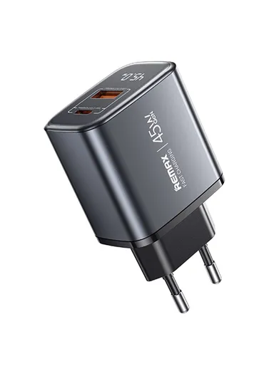 GaN Charger Digital Display Fast Charging Adapter 45W Type-C &amp; 30W USB-A EU Plug U2-AC45W