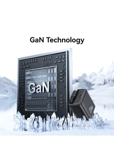 20W GaN Charger PD3.0+QC3.0 Fast Charging Adapter with Retractable Type-C Cable, EU Plug CC233 - Black