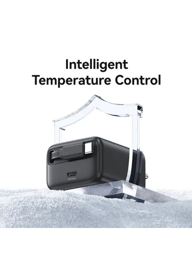 20W GaN Charger PD3.0+QC3.0 Fast Charging Adapter with Retractable Type-C Cable, EU Plug CC233 - Black