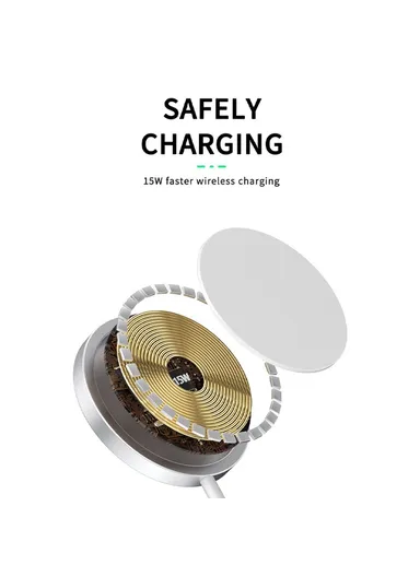 Magnetic Wireless Charger Round Phone Charging Pad with Type-C Cable W009 