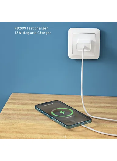 Magnetic Wireless Charger Round Phone Charging Pad with Type-C Cable W009 