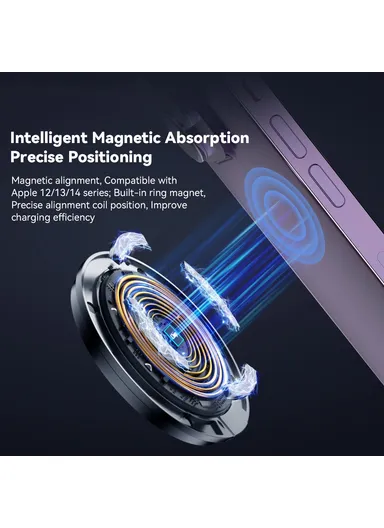 15W ABS Magnetic Wireless Charger Phone Charging Pad For iphone 12, 13 &amp; 14 Series - Black