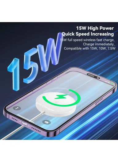 15W ABS Magnetic Wireless Charger Phone Charging Pad For iphone 12, 13 &amp; 14 Series - White