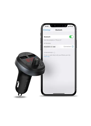 Car Charger Wireless Music Player with FM Radio &amp; Bluetooth CC-6880 - Black