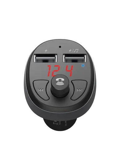 Car Charger Wireless Music Player with FM Radio &amp; Bluetooth CC-6880 - Black
