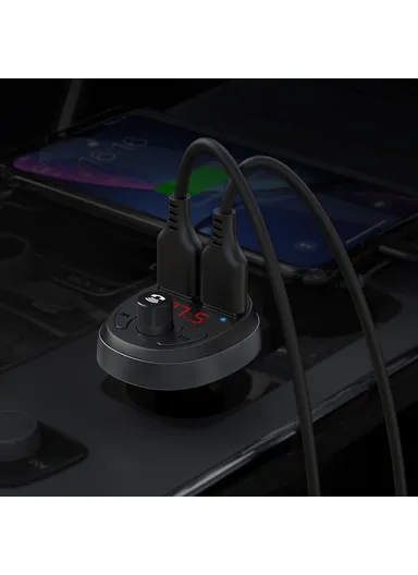 Car Charger Wireless Music Player with FM Radio &amp; Bluetooth CC-6880 - Black