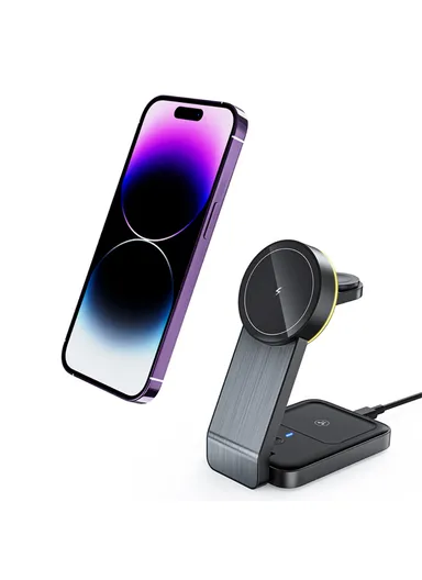 15W Magnetic Wireless Charger Stand Holder Charging Dock Station For Apple 12, 13 ,14, 15, iWatch &amp; AirPods - W79 