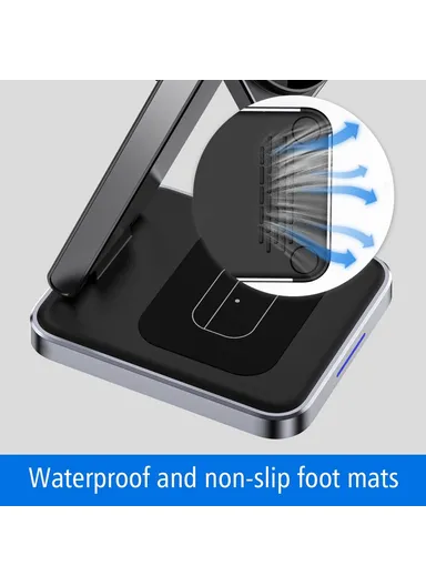 3-in-1 Foldable Charging Stand Phone Watch Earphone Zinc Alloy Magnetic Wireless Charger DH11 