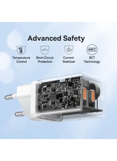 GaN5 Pro Fast Charger Dual Type-C Output 40W Fasting Charging Phone GaN Charger, EU Plug CCGAN40CE-M - White