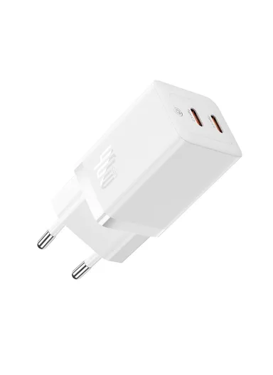 GaN5 Pro Fast Charger Dual Type-C Output 40W Fasting Charging Phone GaN Charger, EU Plug CCGAN40CE-M - White