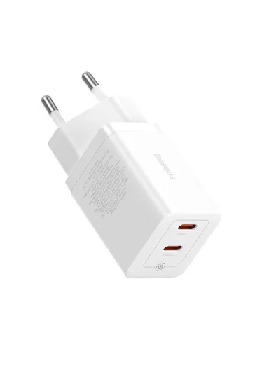 GaN5 Pro Fast Charger Dual Type-C Output 40W Fasting Charging Phone GaN Charger, EU Plug CCGAN40CE-M - White