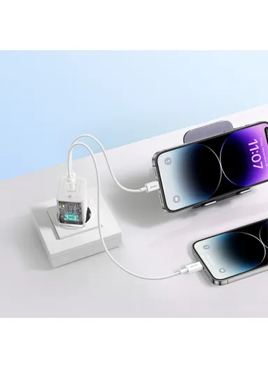 GaN5 Pro Fast Charger Dual Type-C Output 40W Fasting Charging Phone GaN Charger, EU Plug CCGAN40CE-M - White