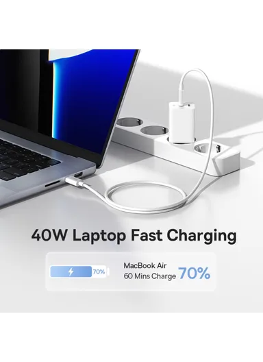 GaN5 Pro Fast Charger Dual Type-C Output 40W Fasting Charging Phone GaN Charger, EU Plug CCGAN40CE-M - White