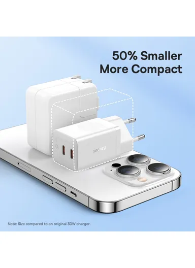 GaN5 Pro Fast Charger Dual Type-C Output 40W Fasting Charging Phone GaN Charger, EU Plug CCGAN40CE-M - White