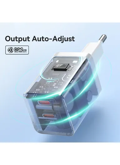 GaN5 Pro Fast Charger Dual Type-C Output 40W Fasting Charging Phone GaN Charger, EU Plug CCGAN40CE-M - White