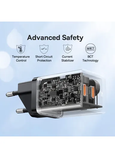 GaN5 Pro Fast Charger Dual Type-C Output 40W Fasting Charging Phone GaN Charger, EU Plug CCGAN40CE-M - Black