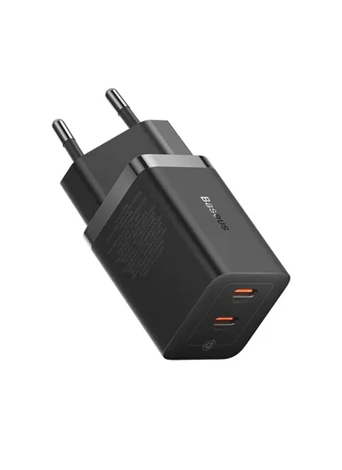 GaN5 Pro Fast Charger Dual Type-C Output 40W Fasting Charging Phone GaN Charger, EU Plug CCGAN40CE-M - Black