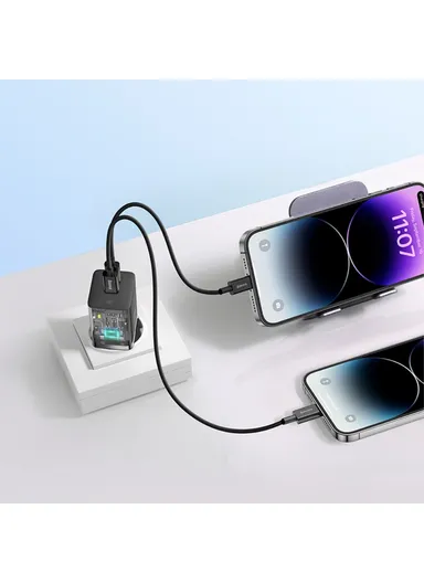 GaN5 Pro Fast Charger Dual Type-C Output 40W Fasting Charging Phone GaN Charger, EU Plug CCGAN40CE-M - Black