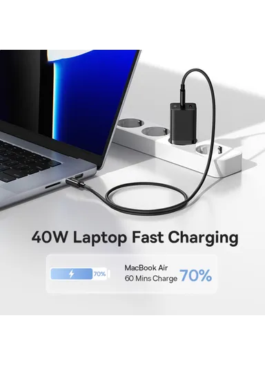 GaN5 Pro Fast Charger Dual Type-C Output 40W Fasting Charging Phone GaN Charger, EU Plug CCGAN40CE-M - Black