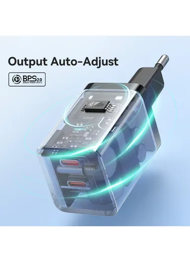 GaN5 Pro Fast Charger Dual Type-C Output 40W Fasting Charging Phone GaN Charger, EU Plug CCGAN40CE-M - Black