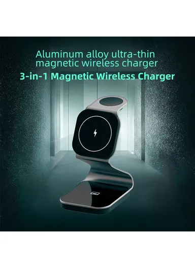 3 in 1 Magnetic Wireless Charger 15W Fast Charging Stand for Phone Earbuds Watch H302